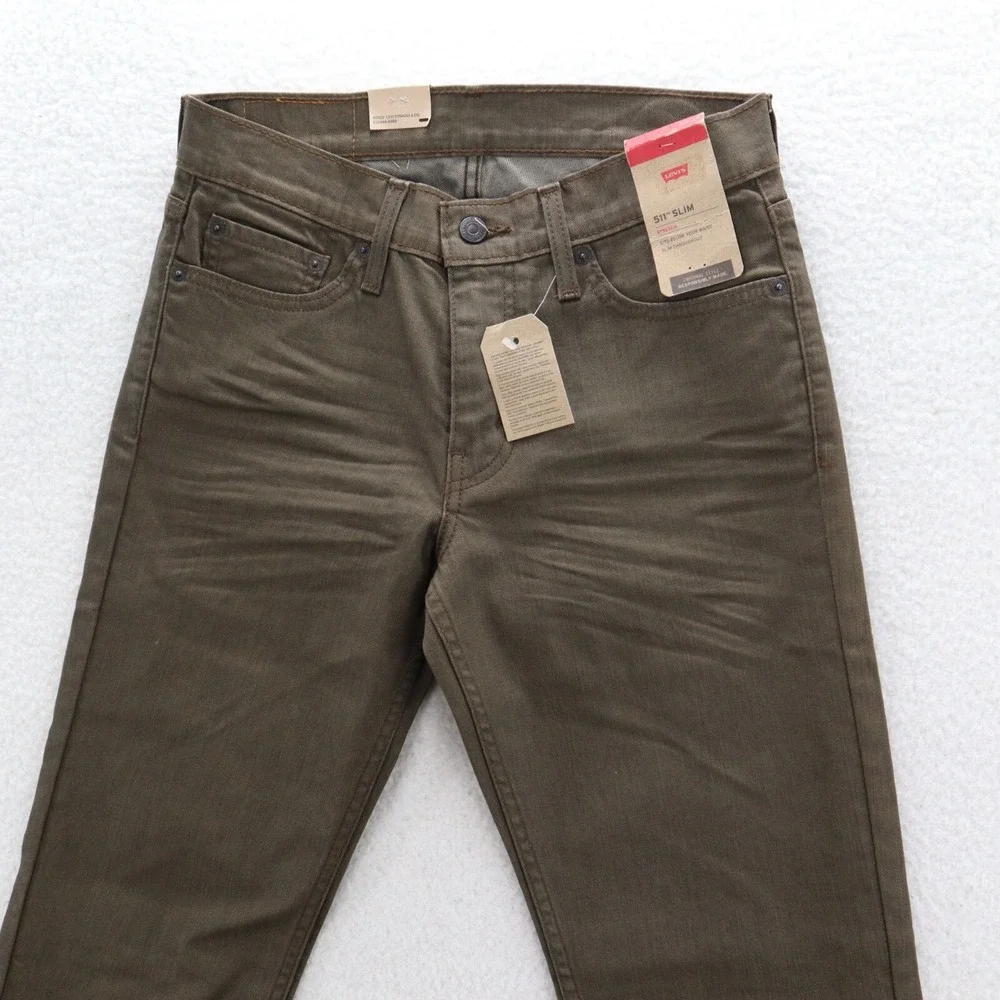 Levi's Jeans Men's 29x32 Olive Green 511 Slim Fit Stretch Denim Straight New